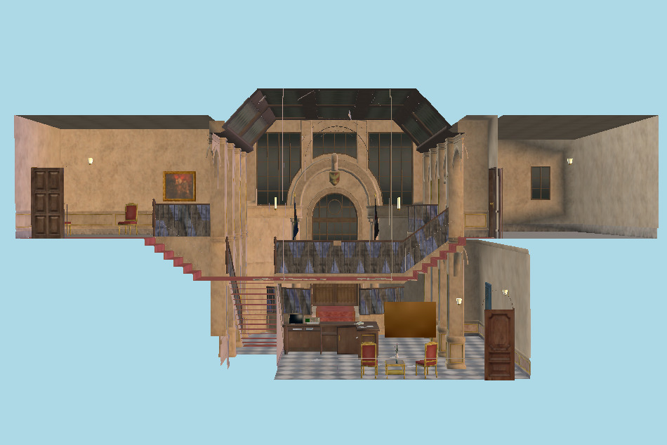 Mansion Hall with Internal details 3d model